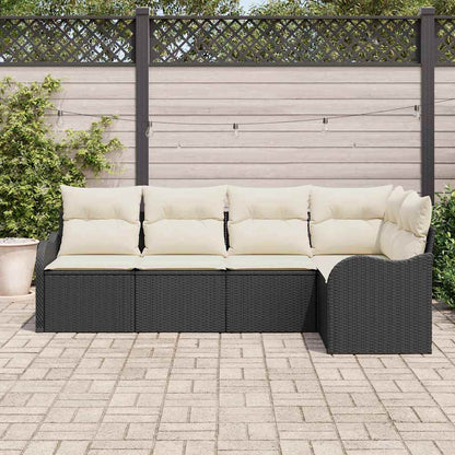 Tuin Sofa Set met opslag 5 pcs Zwart poly rattan