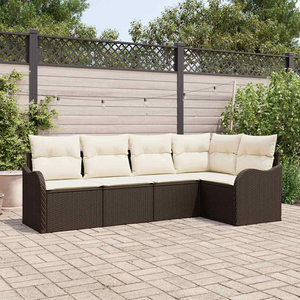 Tuin Sofa Set met opslag 5 pcs Bruin poly rattan
