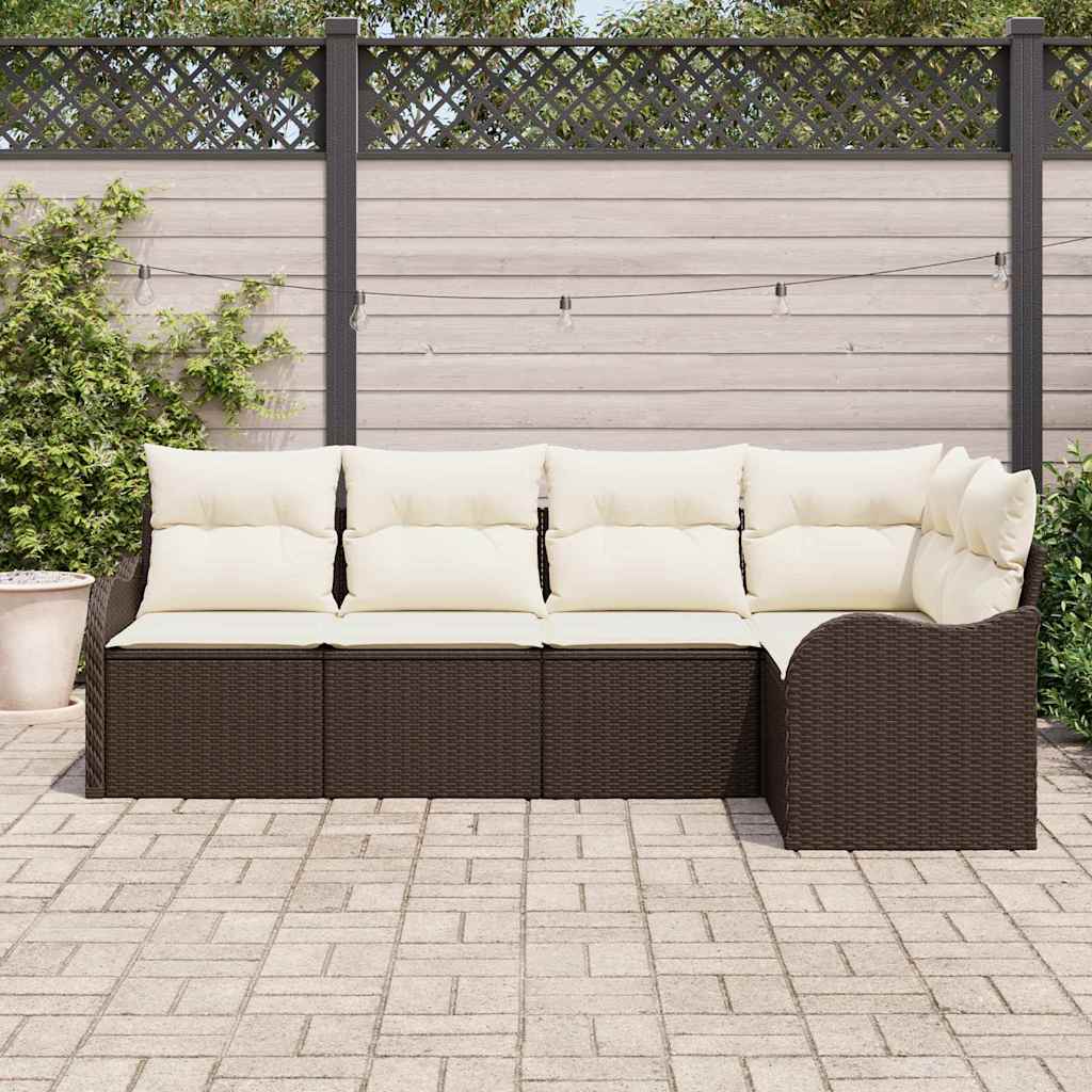 Tuin Sofa Set met opslag 5 pcs Bruin poly rattan