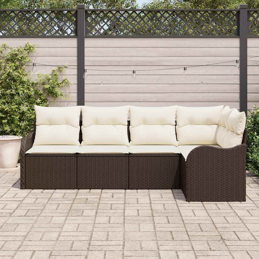 Tuin Sofa Set met opslag 5 pcs Bruin poly rattan