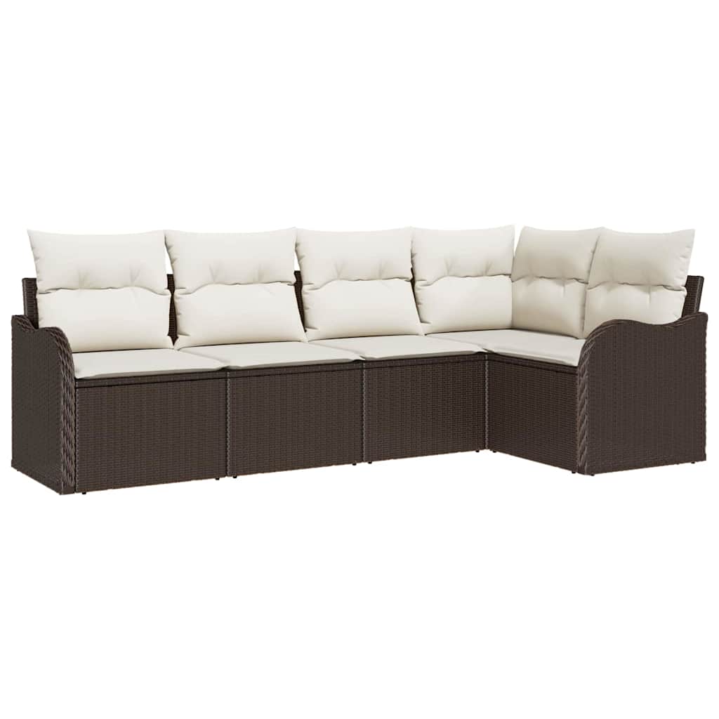 Tuin Sofa Set met opslag 5 pcs Bruin poly rattan