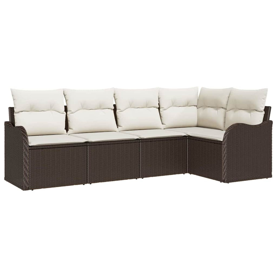 Tuin Sofa Set met opslag 5 pcs Bruin poly rattan