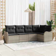 Tuinset poly rattan lichtgrijs 5-delig met opbergruimte