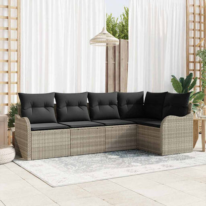Tuin Sofa Set met opslag 5 pcs Lichtgrijs poly rattan
