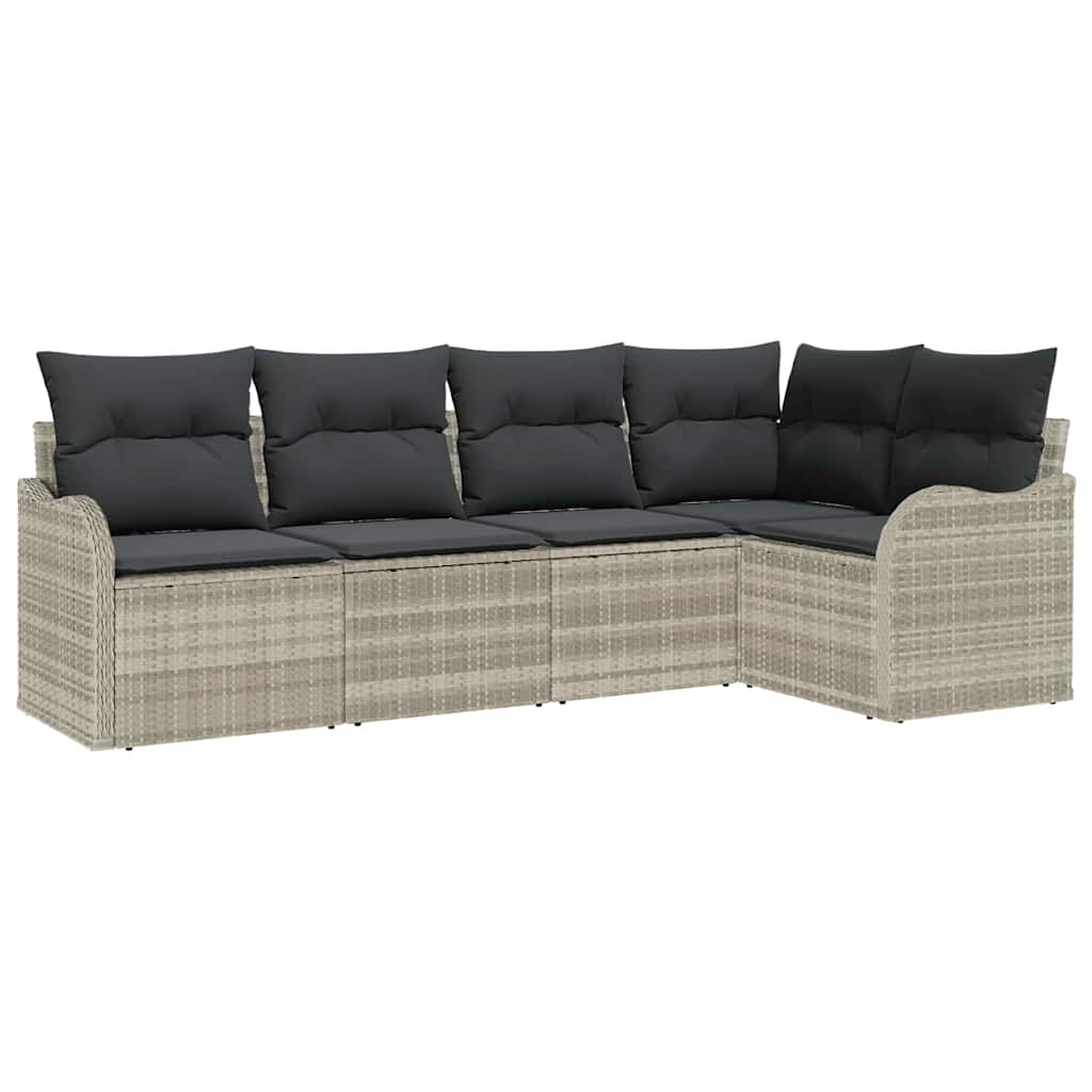 Tuin Sofa Set met opslag 5 pcs Lichtgrijs poly rattan