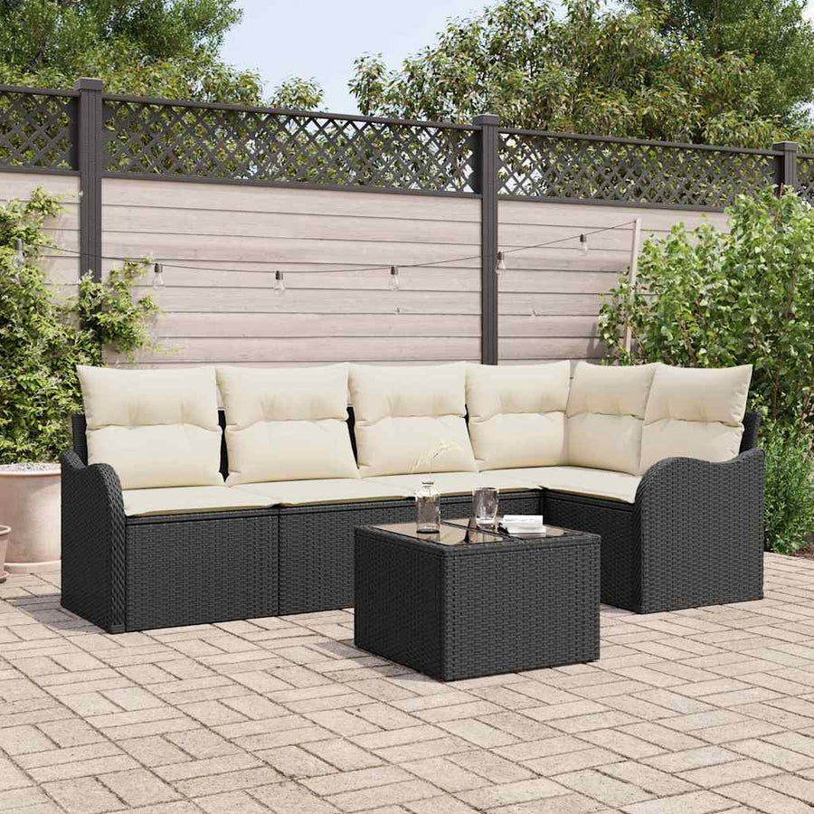 Tuin Sofa Set met opslag 6 pcs Zwart poly rattan