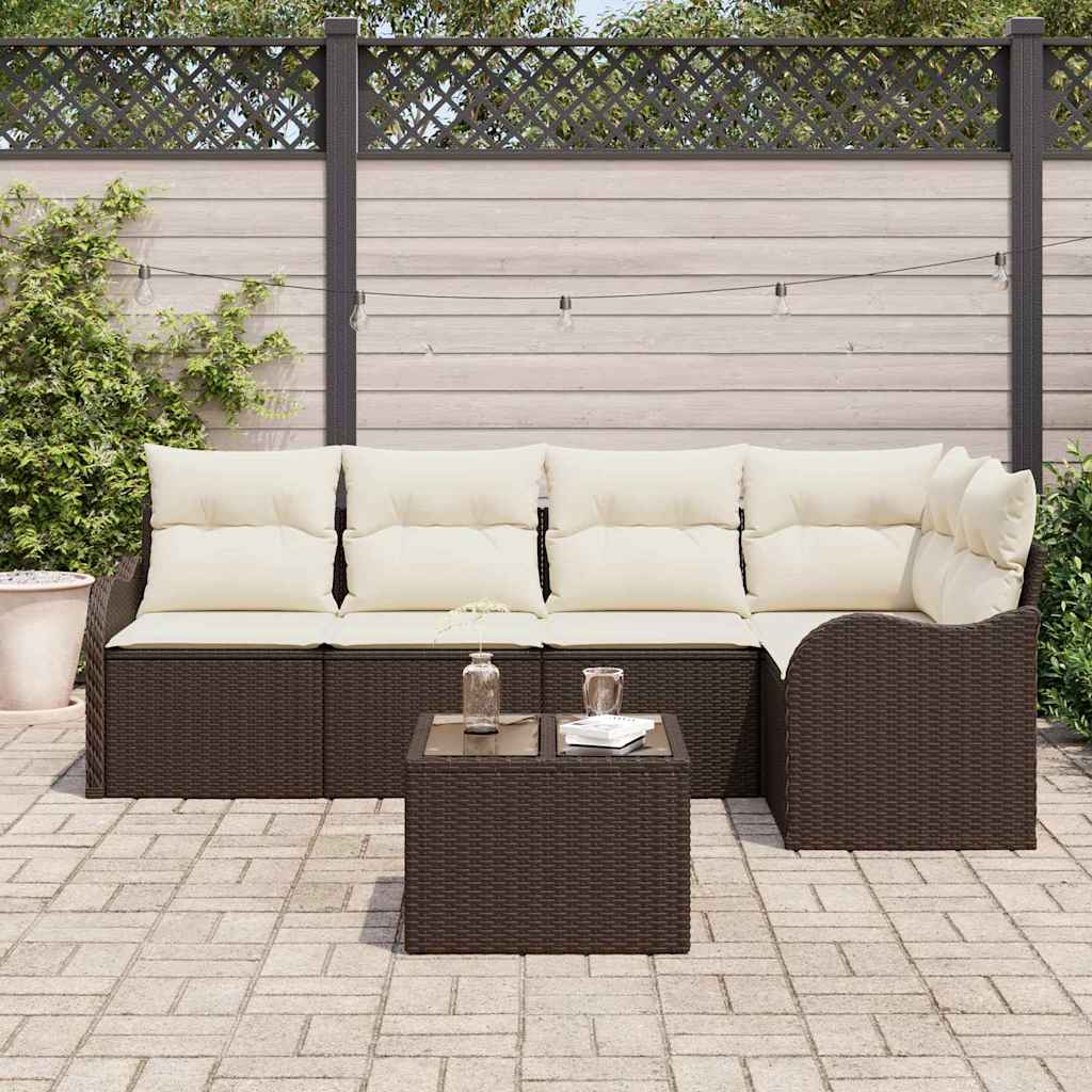 Tuin Sofa Set met opslag 6 pcs Bruin poly rattan