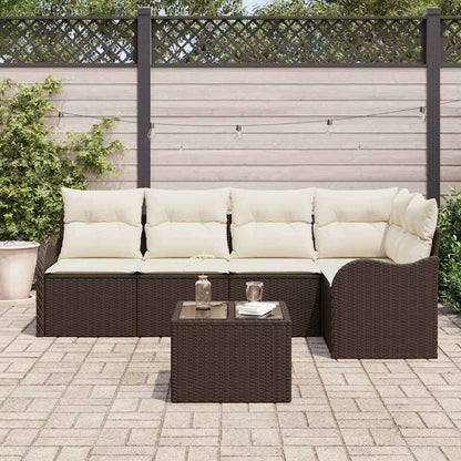 Tuin Sofa Set met opslag 6 pcs Bruin poly rattan