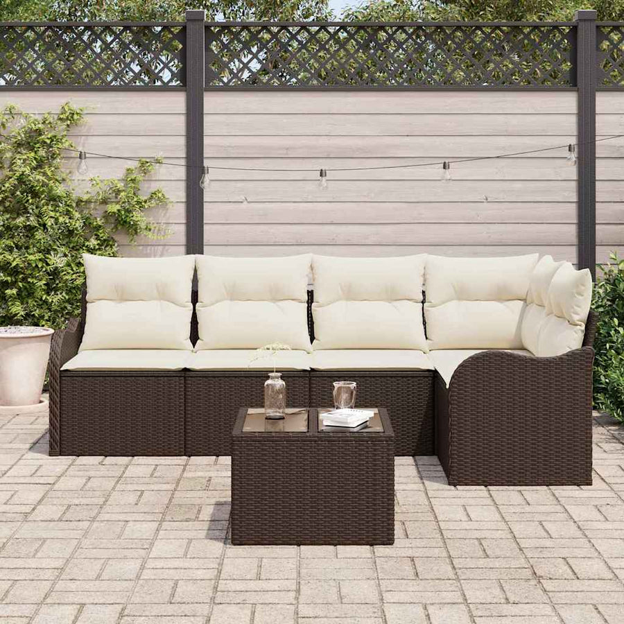 Tuin Sofa Set met opslag 6 pcs Bruin poly rattan