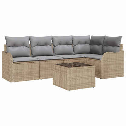Tuin Sofa Set met opslag 6 pcs Beige poly rattan