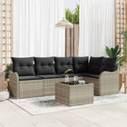 Garden Sofa Set with storage 6 pcs Light grey poly rattan