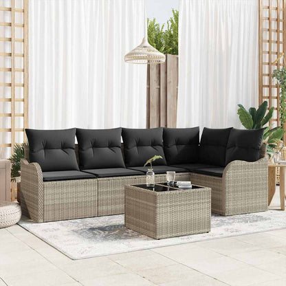 Tuin Sofa Set met opslag 6 pcs Lichtgrijs poly rattan