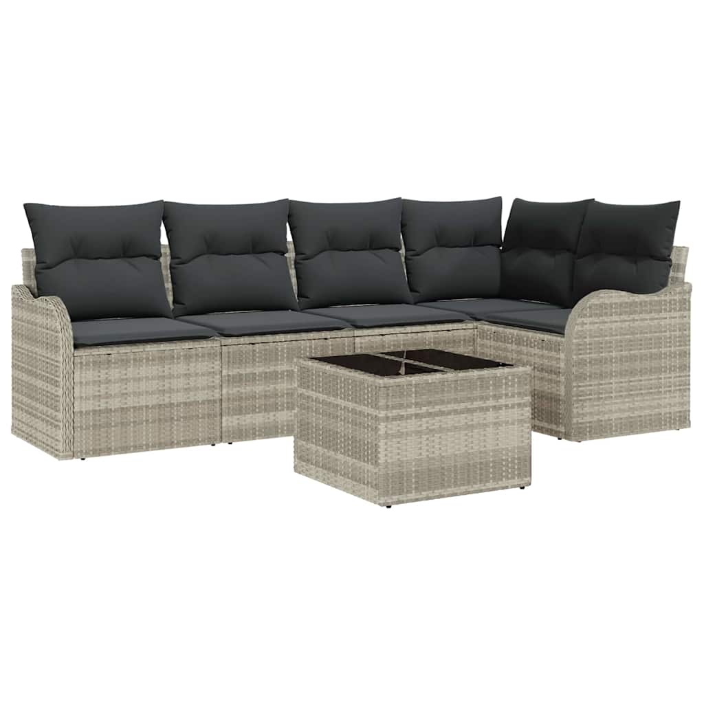 Tuin Sofa Set met opslag 6 pcs Lichtgrijs poly rattan