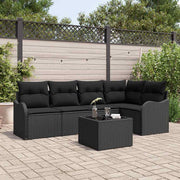 Tuinset poly rattan 6-delig zwart met opbergruimte