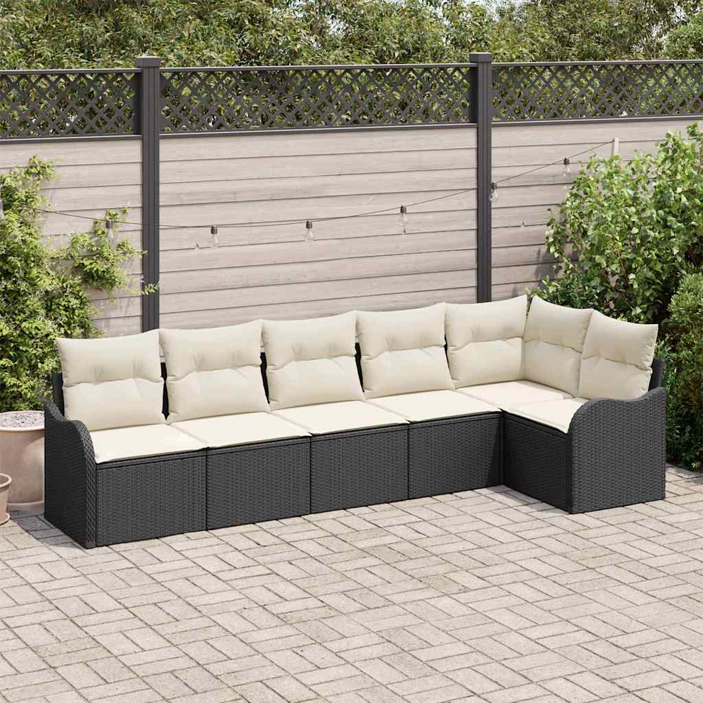 Tuin Sofa Set met kussen met opslag 6 pcs Zwart Poly riet