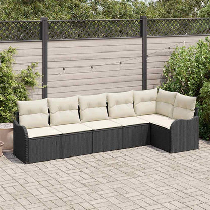 Tuin Sofa Set met kussen met opslag 6 pcs Zwart Poly riet