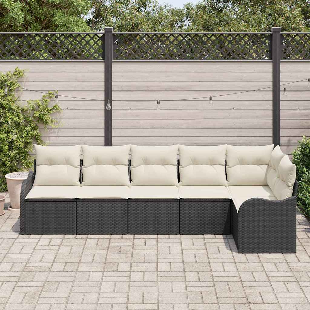 Tuin Sofa Set met kussen met opslag 6 pcs Zwart Poly riet