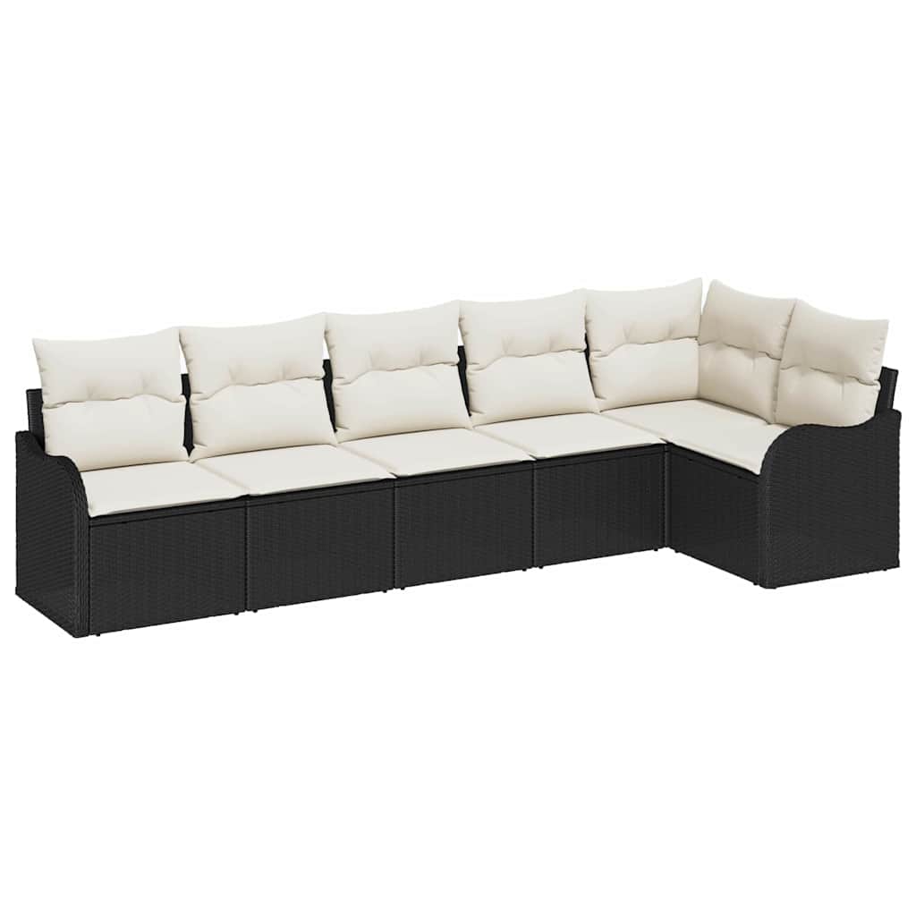Tuin Sofa Set met kussen met opslag 6 pcs Zwart Poly riet