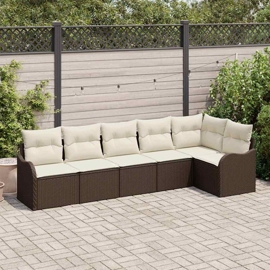 Tuin Sofa Set met opslag 6 pcs Bruin poly rattan