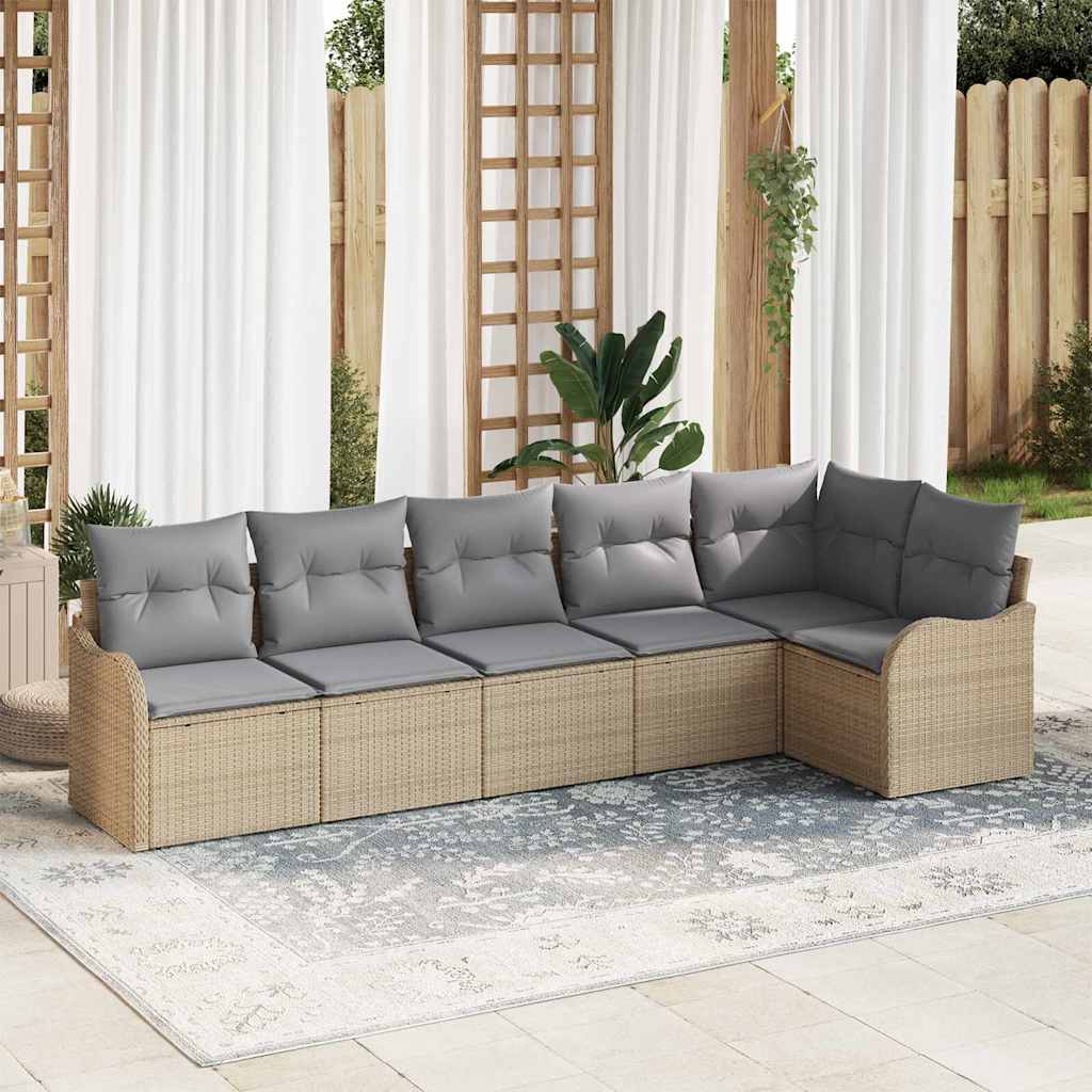 Tuin Sofa Set met kussen met opslag 6 pcs Beige Poly riet