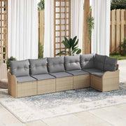 Tuinset poly rotan 6-delig beige met opbergruimte
