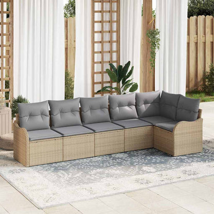 Tuin Sofa Set met kussen met opslag 6 pcs Beige Poly riet