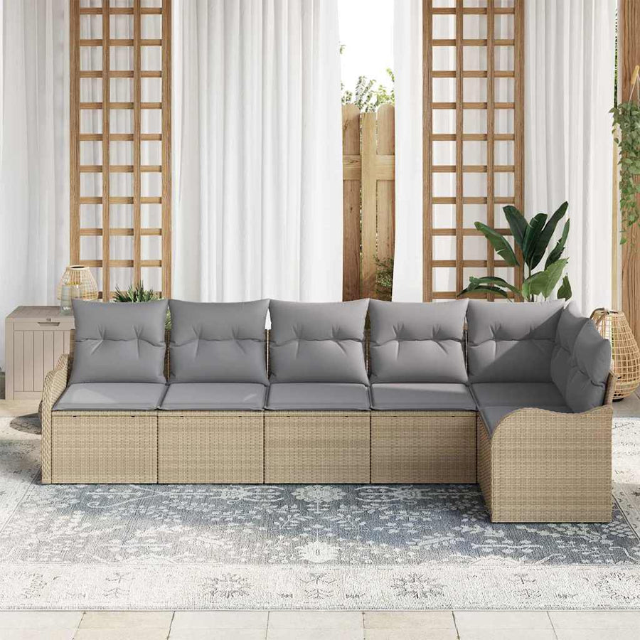 Tuin Sofa Set met kussen met opslag 6 pcs Beige Poly riet