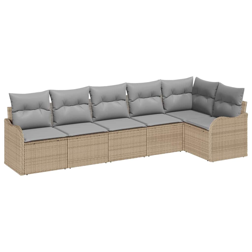 Tuin Sofa Set met kussen met opslag 6 pcs Beige Poly riet
