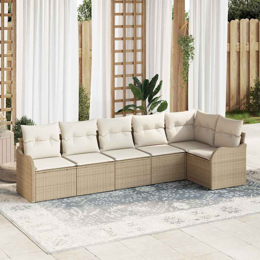 Tuin Sofa Set 6 st Beige poly rattan