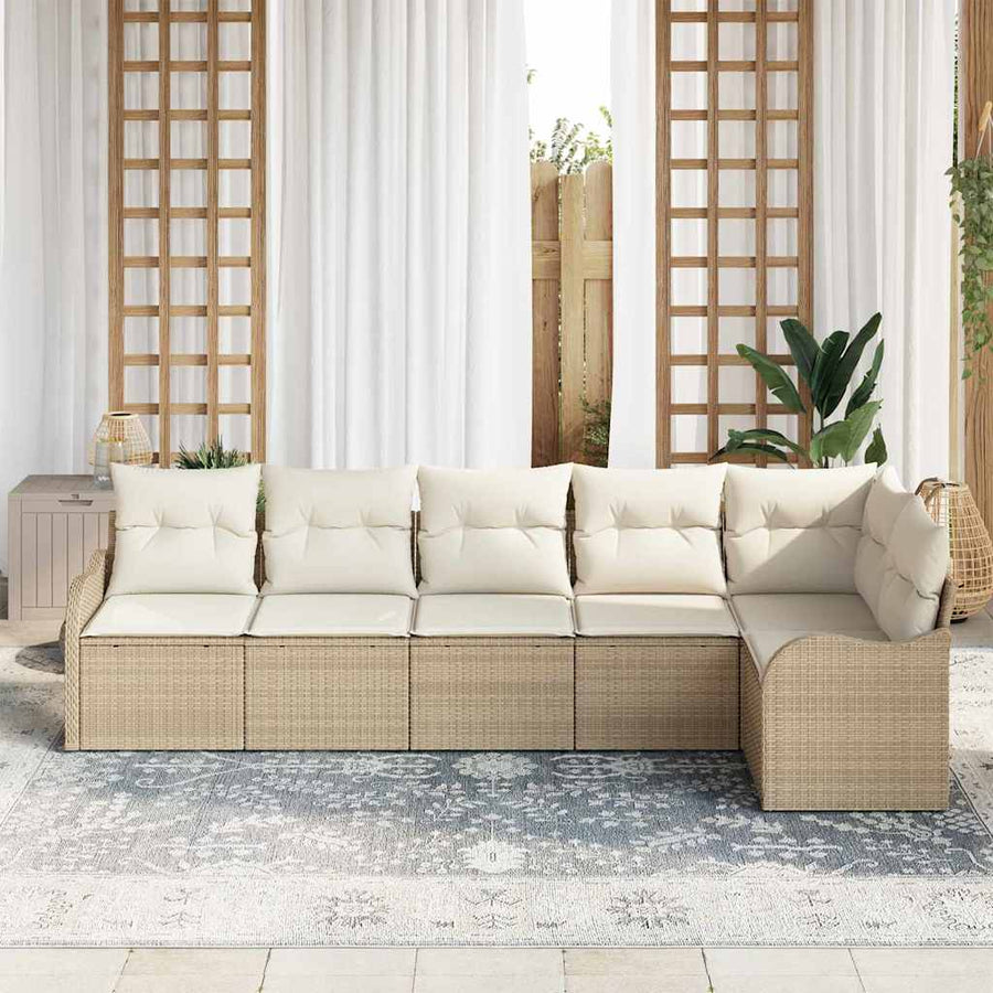 Tuin Sofa Set 6 st Beige poly rattan