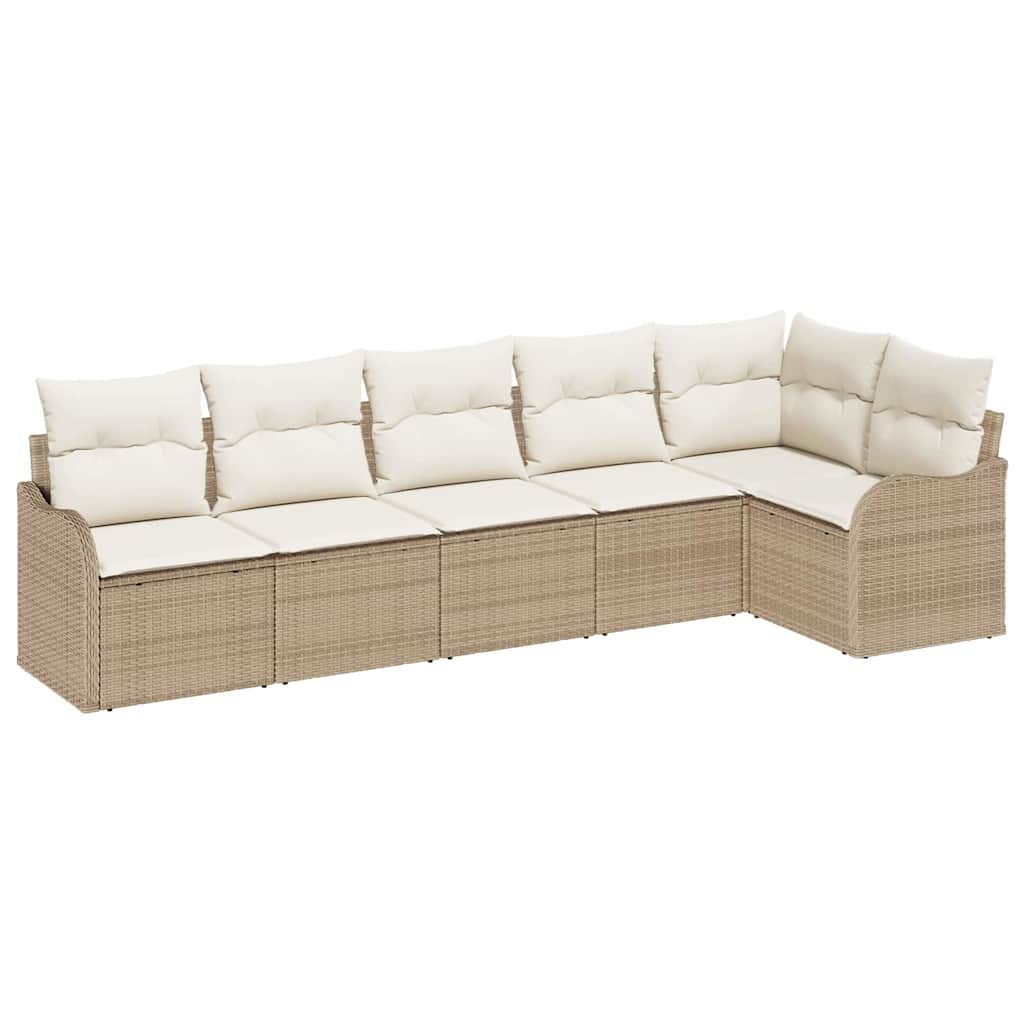 Tuin Sofa Set 6 st Beige poly rattan