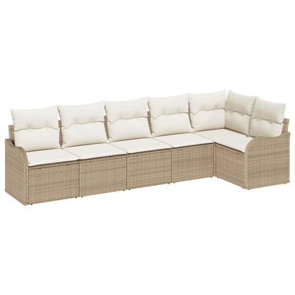 Tuin Sofa Set 6 st Beige poly rattan