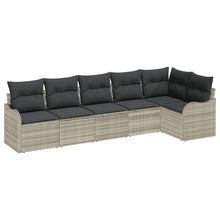 Tuin Sofa Set met kussen met opslag 6 pcs Lichtgrijs Poly riet