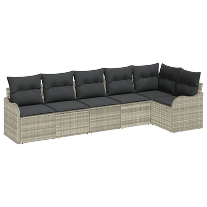 Tuin Sofa Set met kussen met opslag 6 pcs Lichtgrijs Poly riet