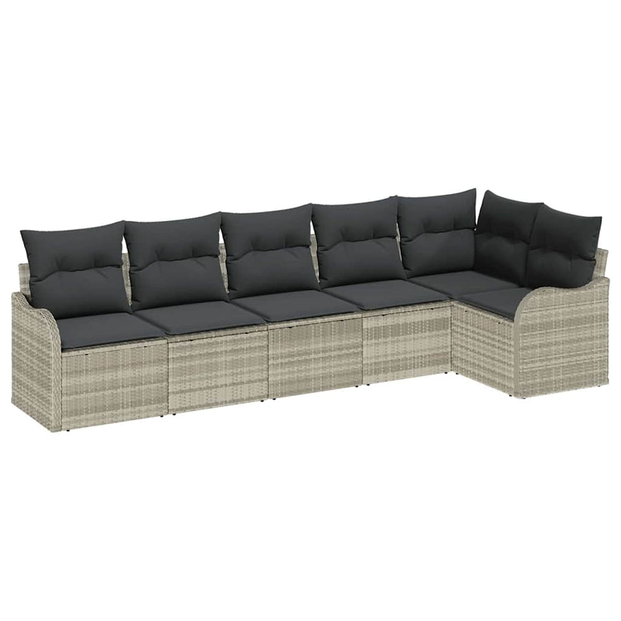 Tuin Sofa Set met kussen met opslag 6 pcs Lichtgrijs Poly riet