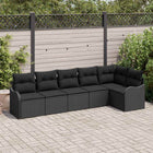 Garden Sofa Set with Storage 6 pcs Black poly rattan