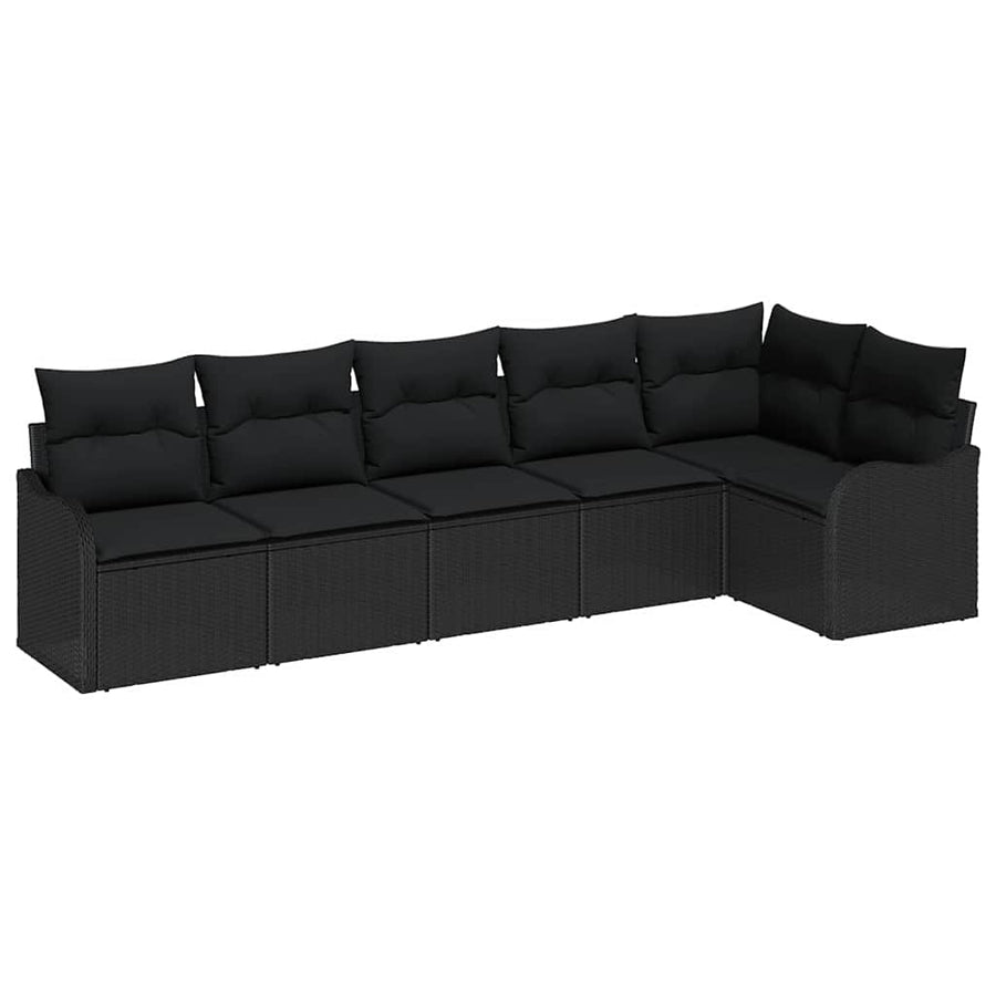 Tuin Sofa Set met opslag 6 pcs Zwart poly rattan