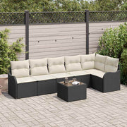 Tuinset poly rotan 7-delig bruin