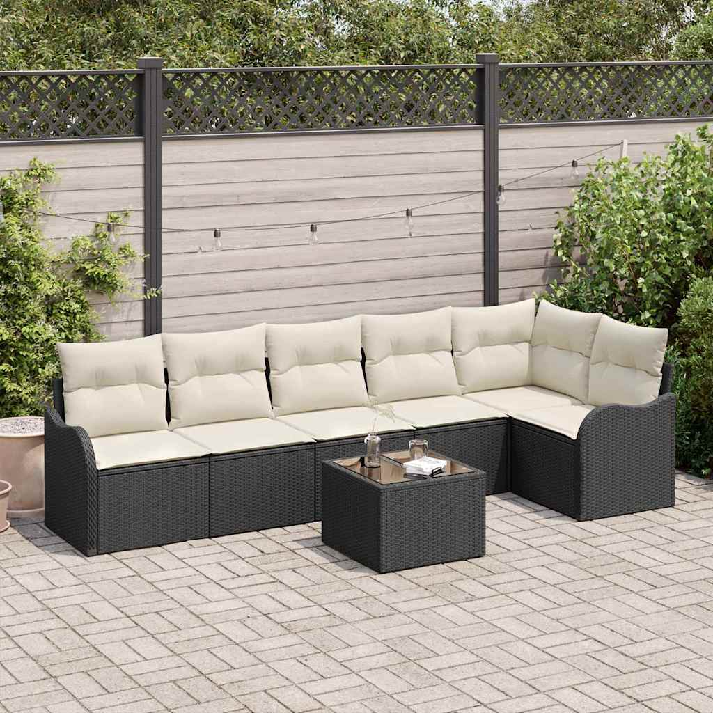 Tuin Sofa Set met kussen met opslag 7 pcs Bruin Poly riet