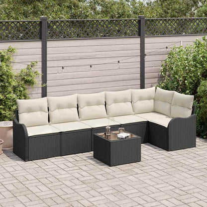 Tuin Sofa Set met kussen met opslag 7 pcs Bruin Poly riet