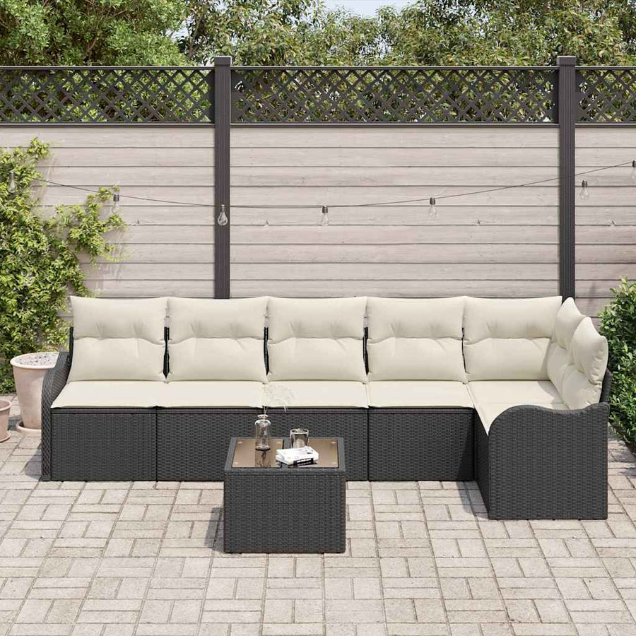 Tuin Sofa Set met kussen met opslag 7 pcs Bruin Poly riet
