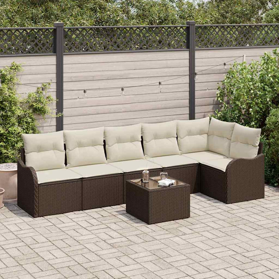 Tuin Sofa Set met opslag 7 pcs Grijs poly rattan