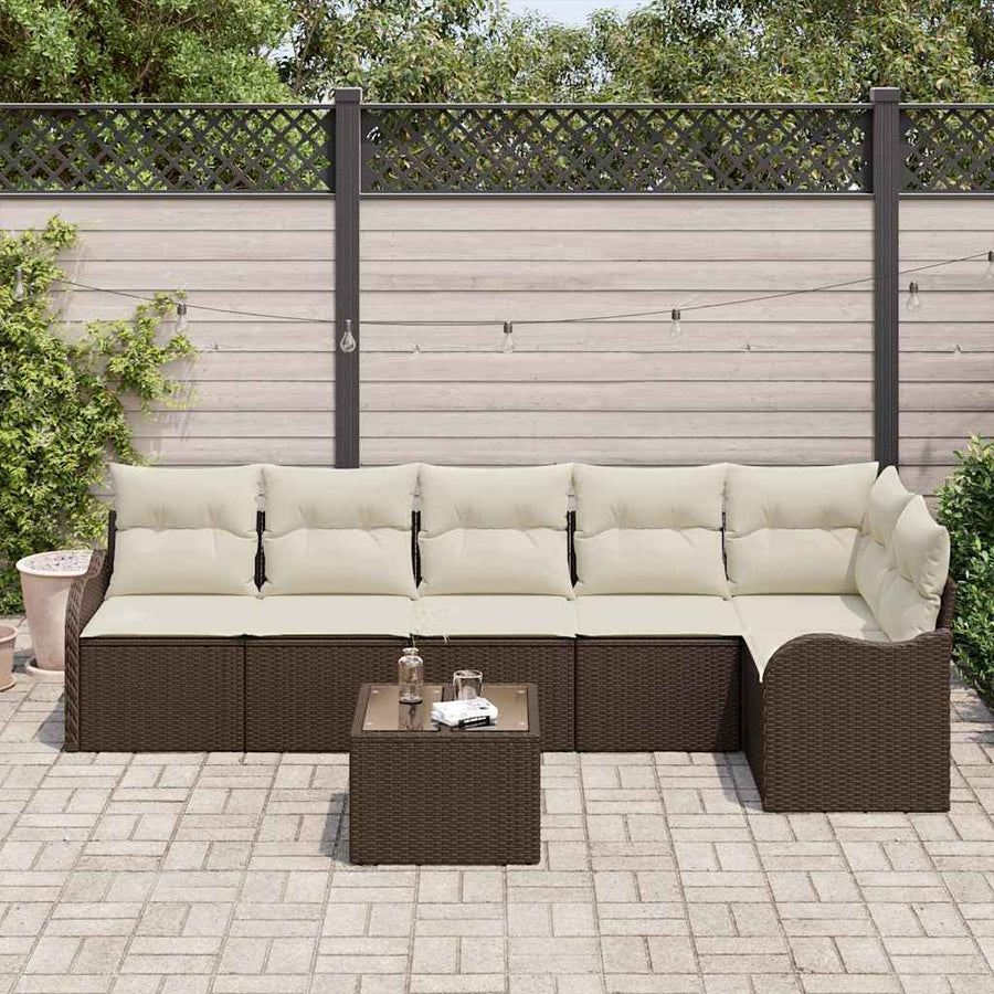 Tuin Sofa Set met opslag 7 pcs Grijs poly rattan