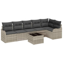Tuin Sofa Set met kussen met opslag 7 pcs Grijs Poly riet