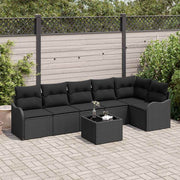 Tuinset poly riet 7-delig beige
