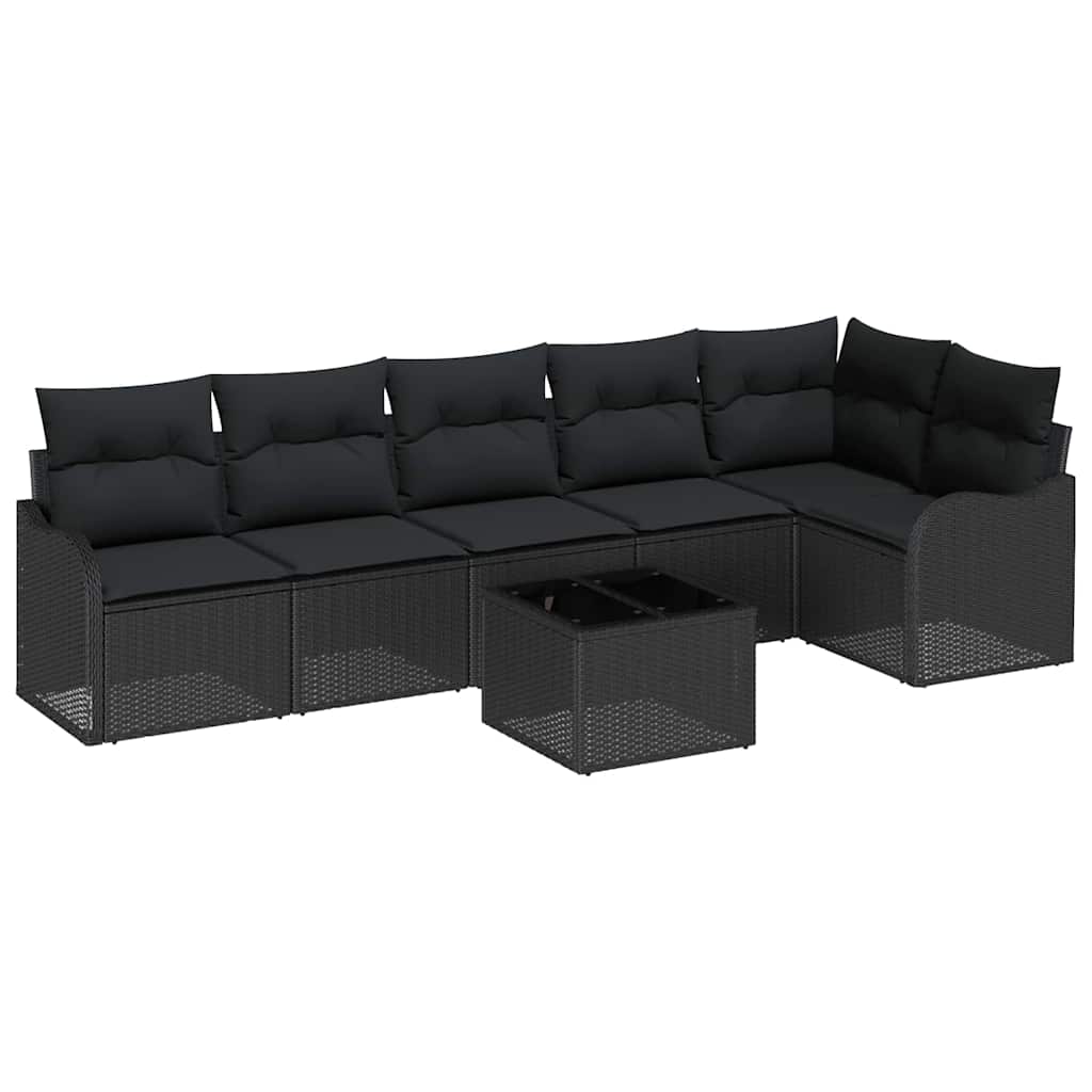 Tuin Sofa Set met kussen met opslag 7 pcs Beige Poly riet