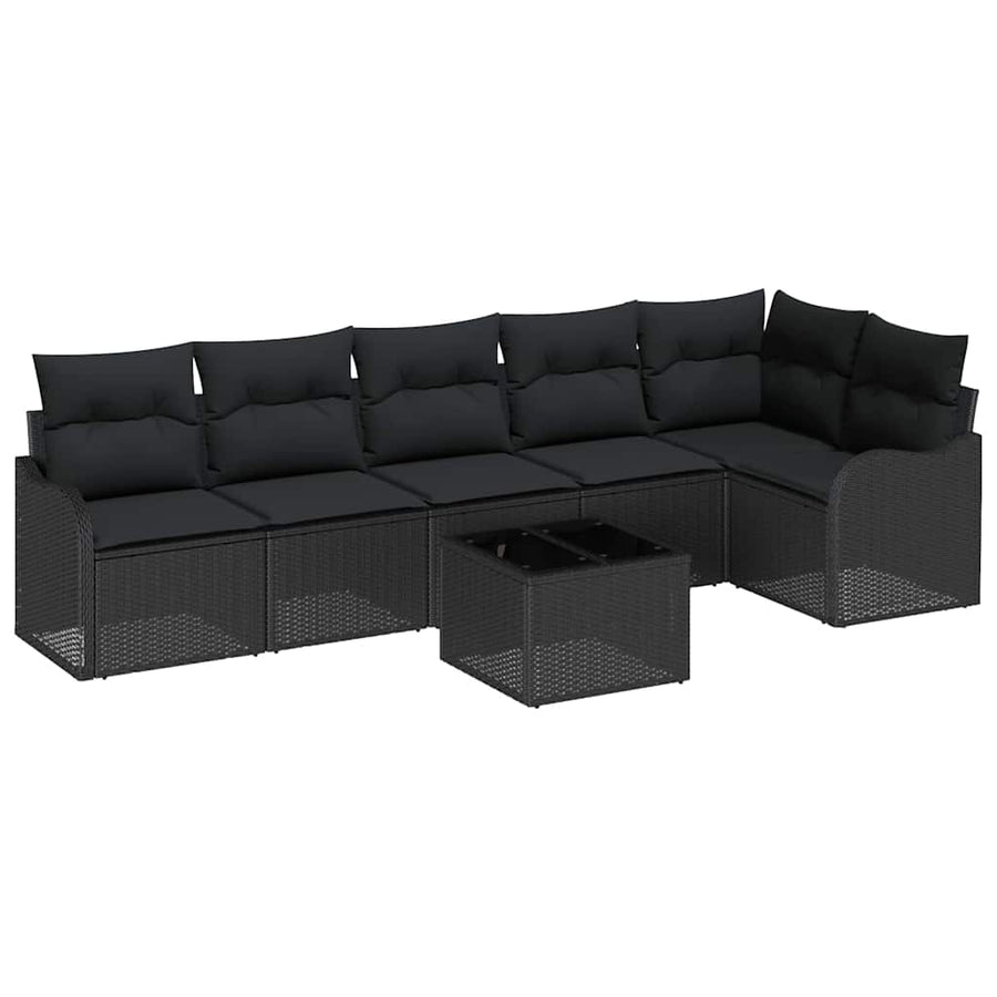 Tuin Sofa Set met kussen met opslag 7 pcs Beige Poly riet