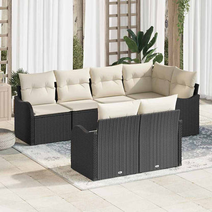 Tuin Sofa Set met kussen met opslag 7 pcs Zwart Poly riet