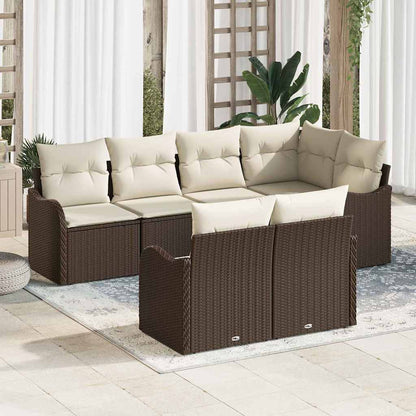 Tuin Sofa Set met kussen met opslag 7 pcs Bruin Poly riet