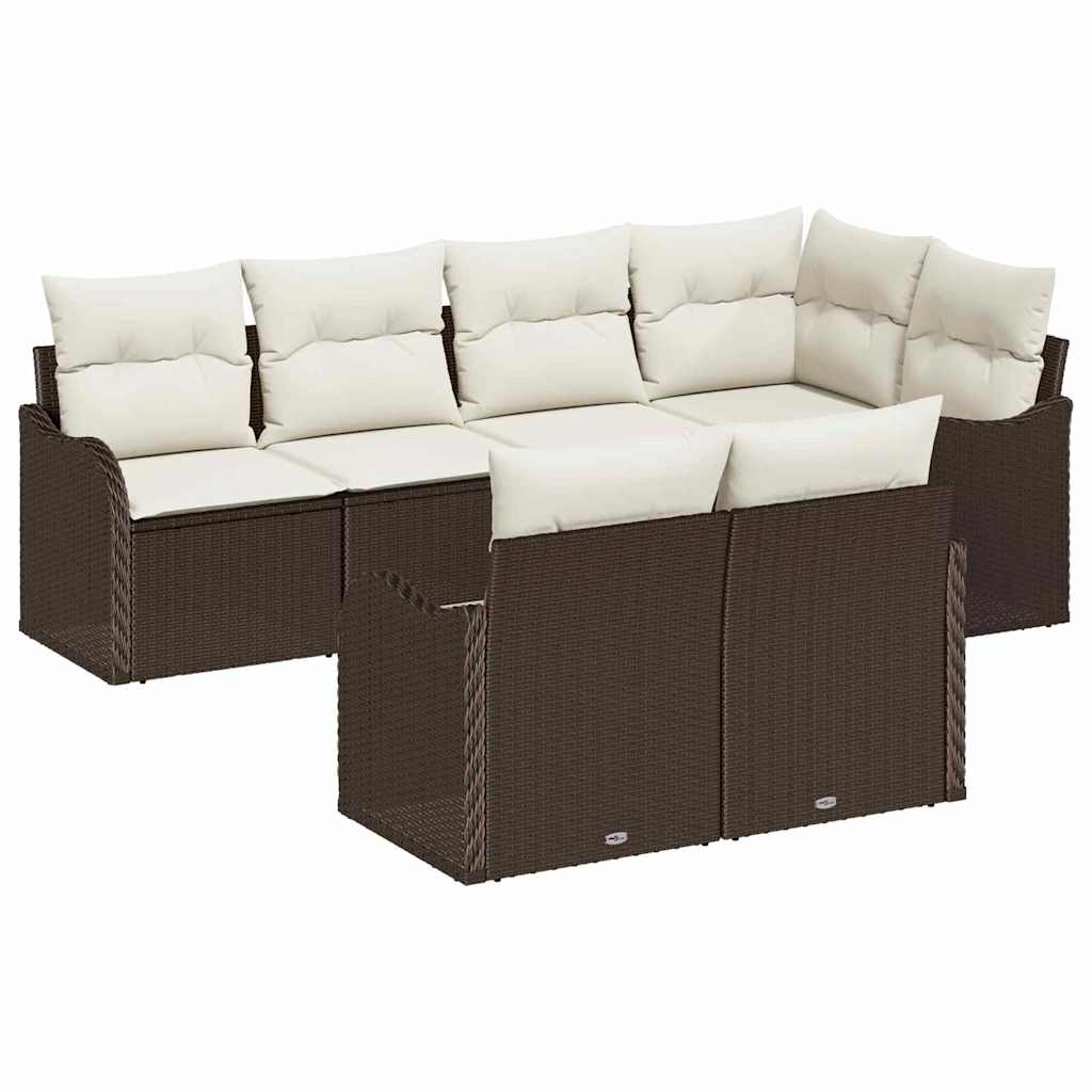 Tuin Sofa Set met kussen met opslag 7 pcs Bruin Poly riet
